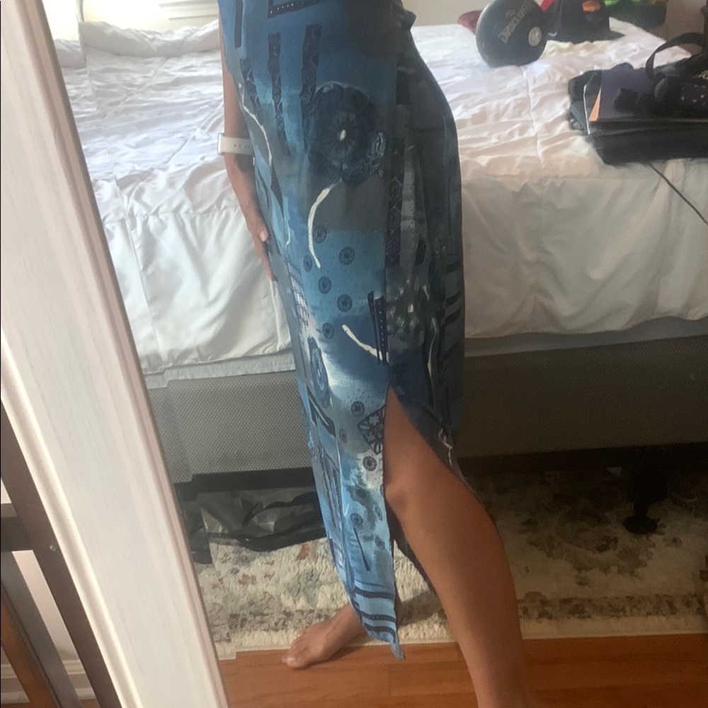 Blue Patterned Maxi Dress - Picture 7 of 8